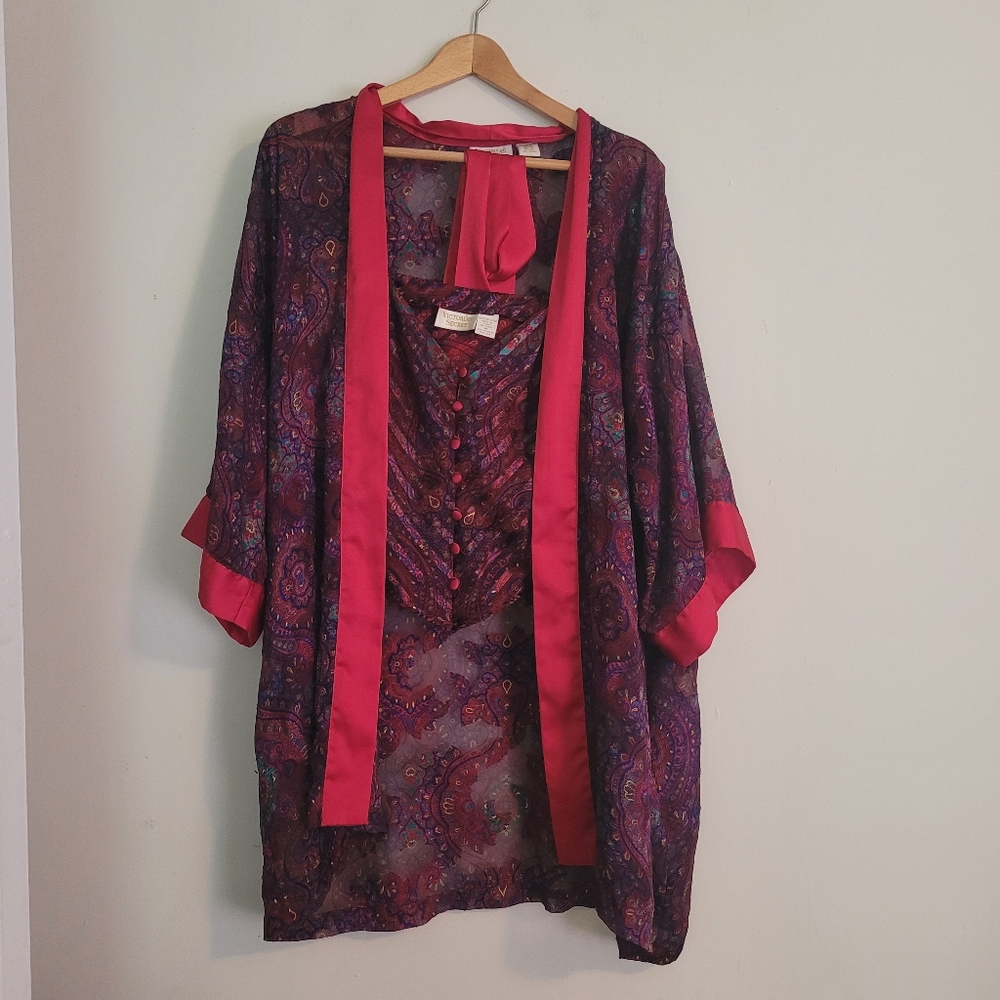 Vintage Gold Label Victoria's Secret Paisley Kimono Robe and Matching Tank